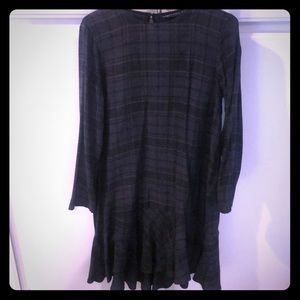 Zara Ruffle plaid dress Sz L